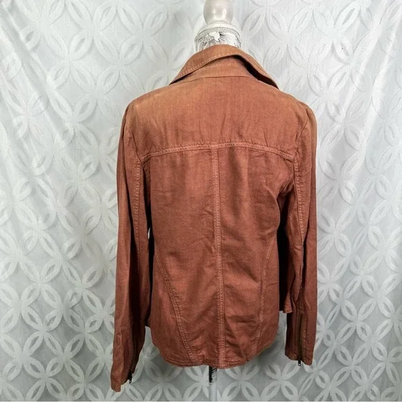 Free People Moto Linen Blend Jacket in Rosewood - Picture 7 of 9